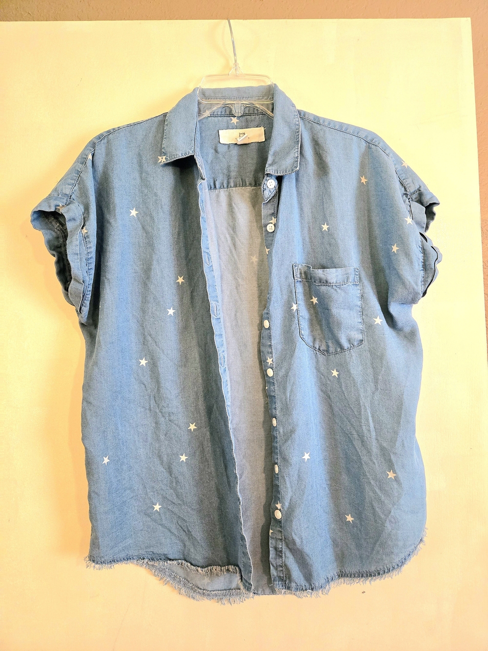 Thread & Supply Blue Star-Print Denim Button-Up Blouse